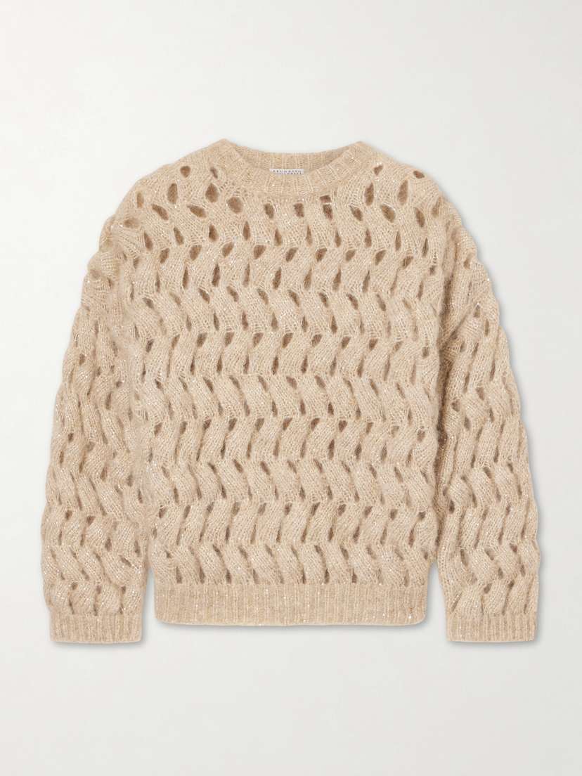 Brunello Cucinelli Sequin-embellished Open-knit Mohair-blend Sweater | Thumbnail 5 Brunello Cucinelli Sequin-embellished Open-knit Mohair-blend Sweater | Thumbnail 5