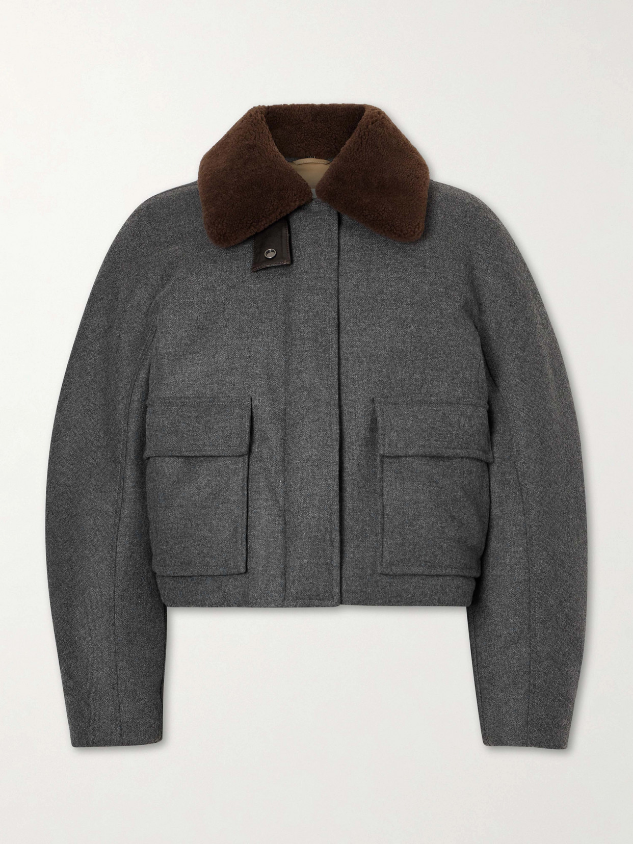 Brunello Cucinelli - Shearling-trimmed Padded Wool And Cashmere-blend Down Jacket - Gray