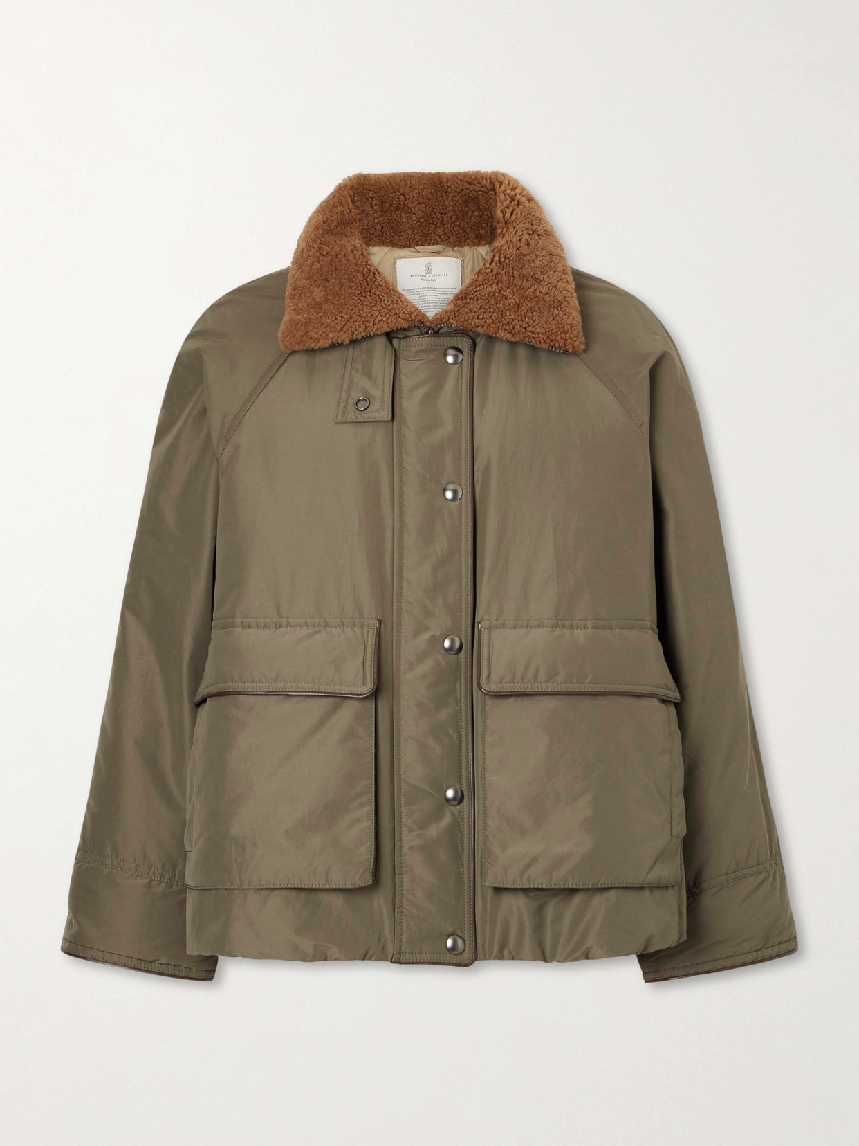 Brunello Cucinelli - Shearling-trimmed Padded Cotton-blend Down Jacket - Green