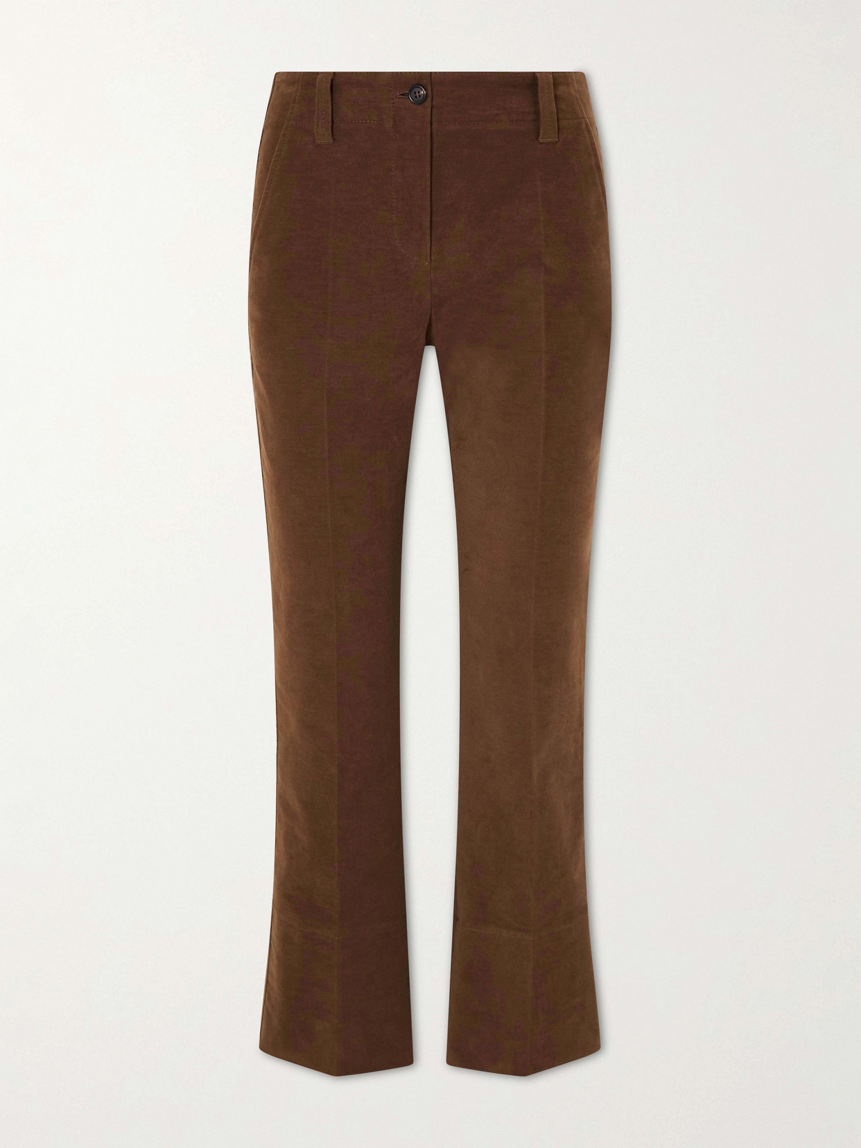 Brunello Cucinelli Cropped Cotton-blend Flared Pants In Brown