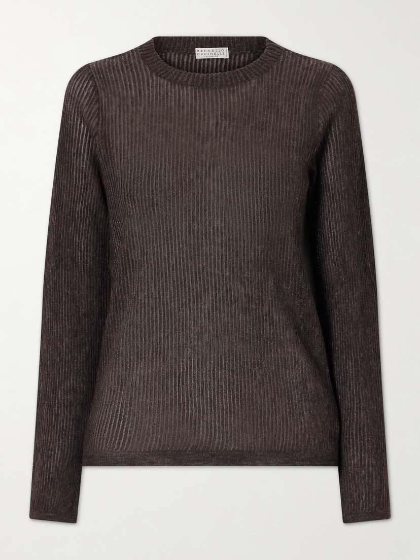 Brunello Cucinelli Metallic Silk, Alpaca And Wool-blend Sweater | Thumbnail 6 Brunello Cucinelli Metallic Silk, Alpaca And Wool-blend Sweater | Thumbnail 6