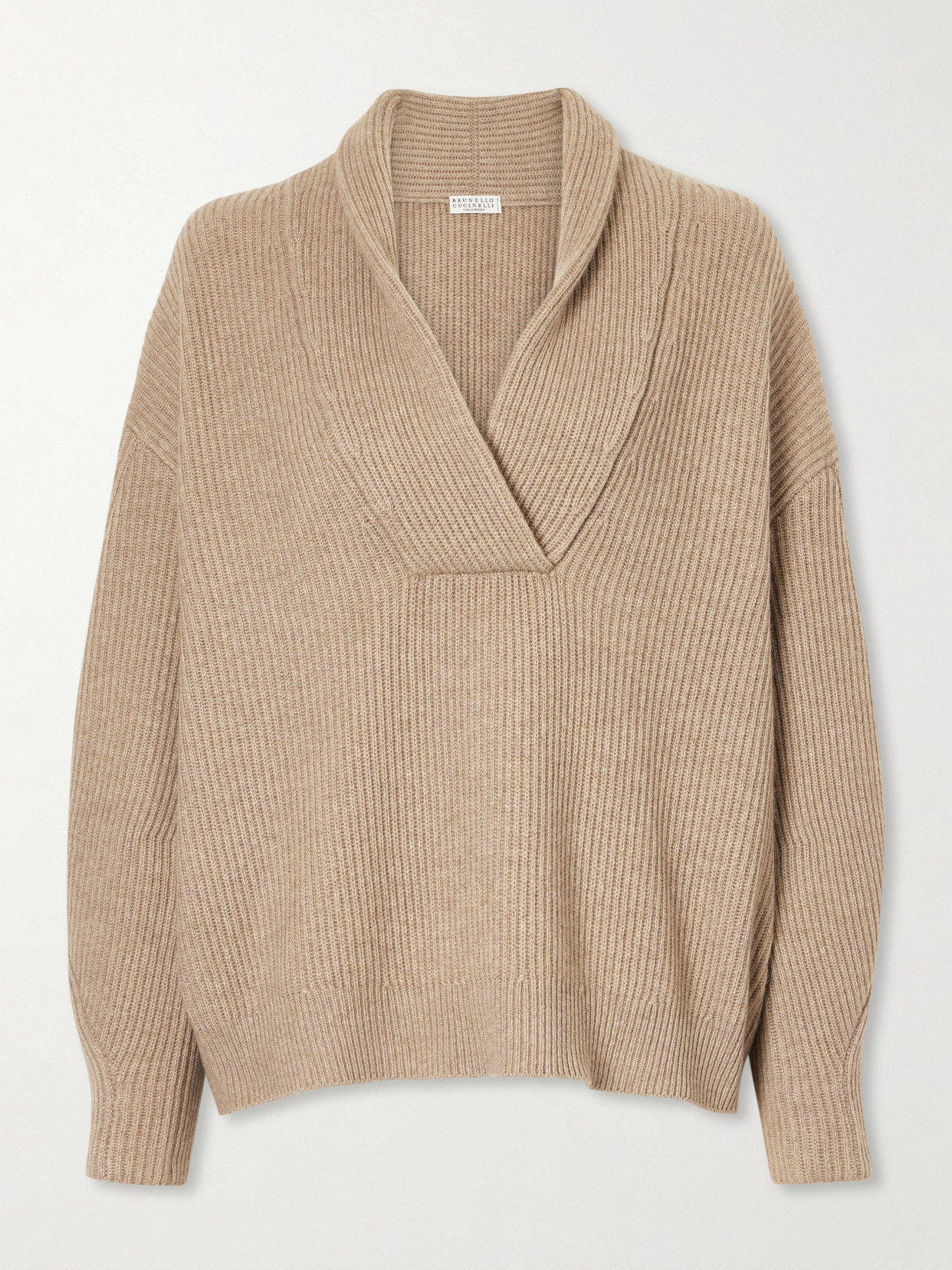 Brunello Cucinelli Ribbed-knit Cashmere Sweater In Neutral