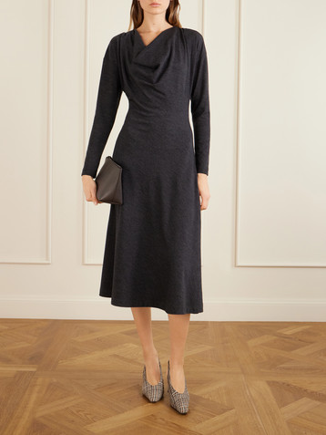 Brunello Cucinelli Draped wool-blend jersey dress