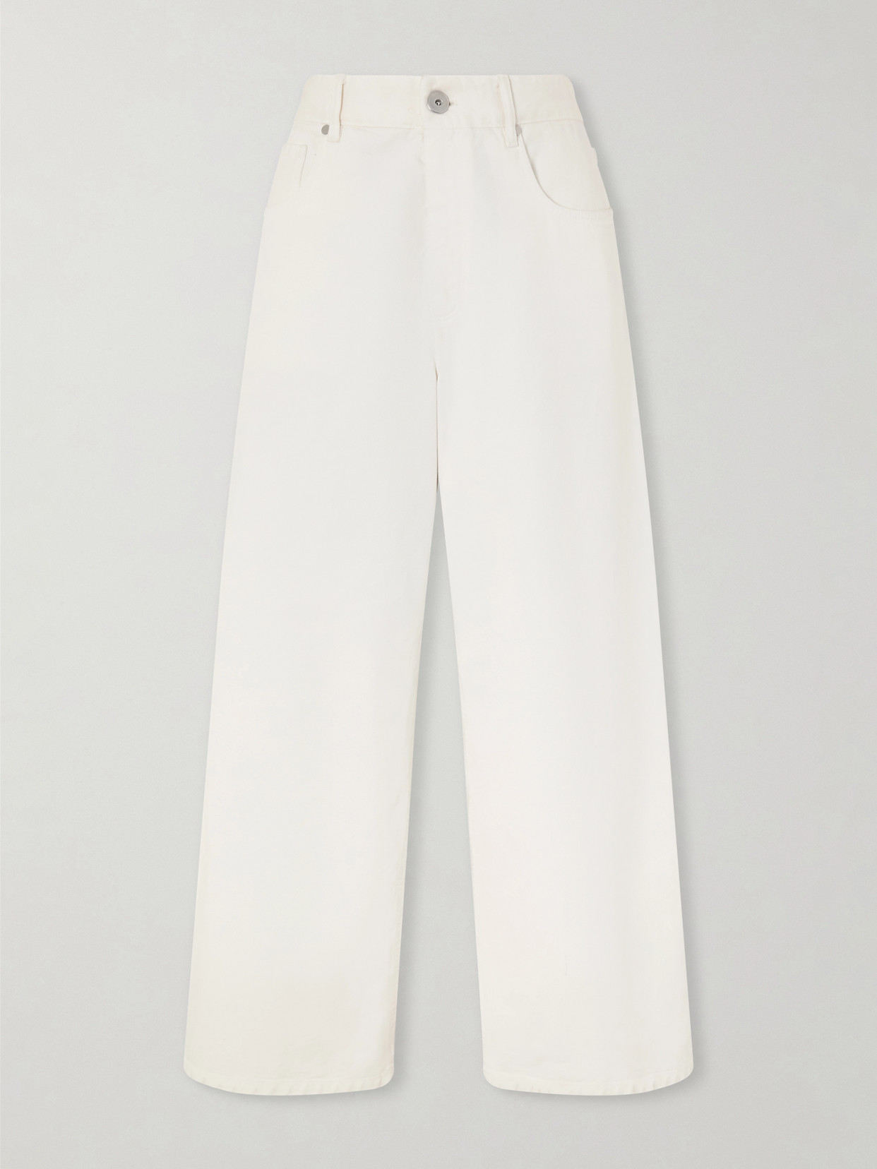 Brunello Cucinelli Embellished High-rise Wide-leg Jeans In White