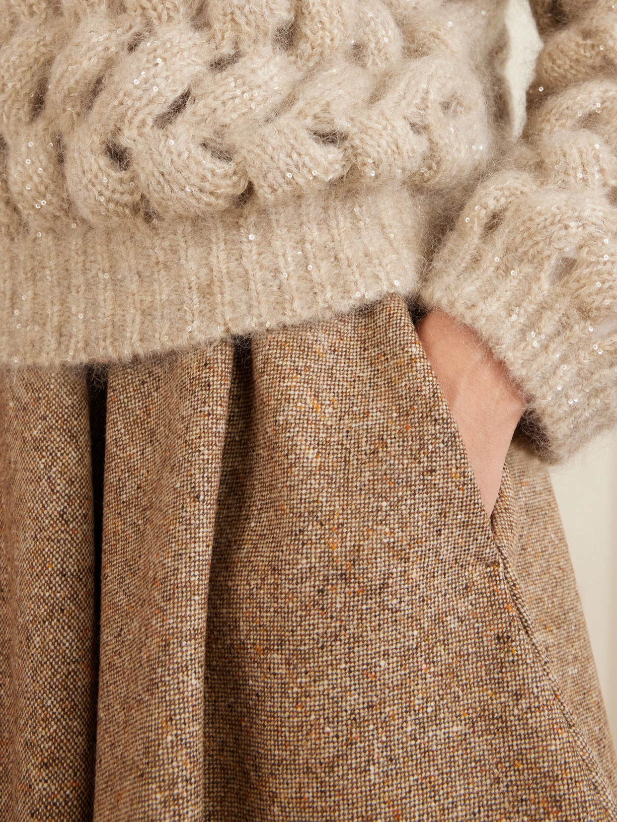 Pleated Wool-Blend Tweed Mini