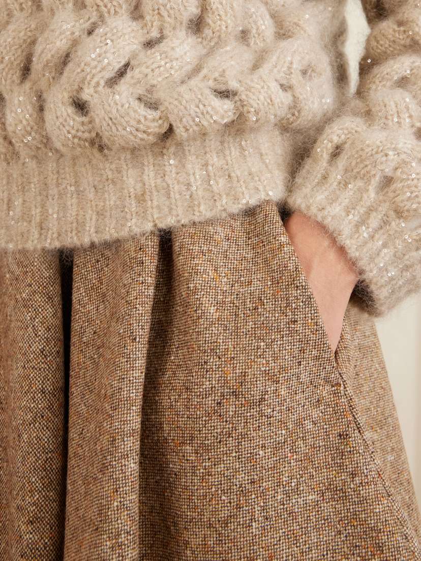 Brunello Cucinelli Pleated Wool-blend Tweed Mini Skirt | Thumbnail 5