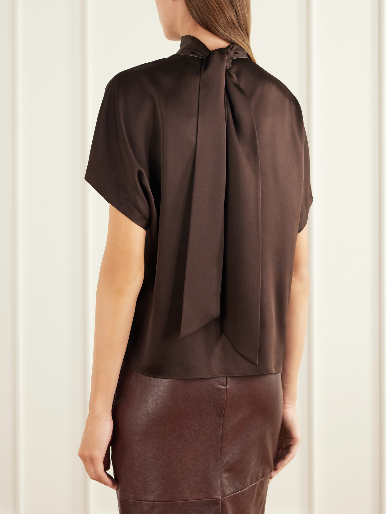 Draped Silk-Satin Blouse