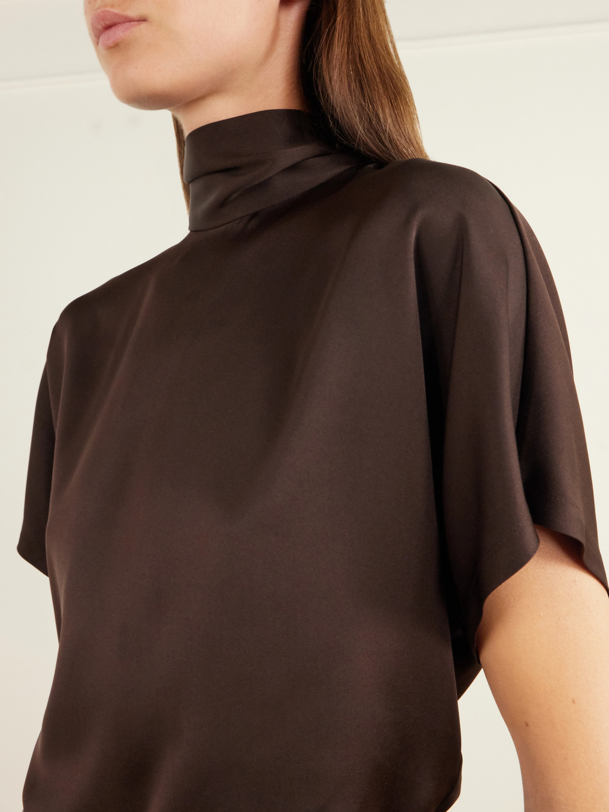 Draped Silk-Satin Blouse