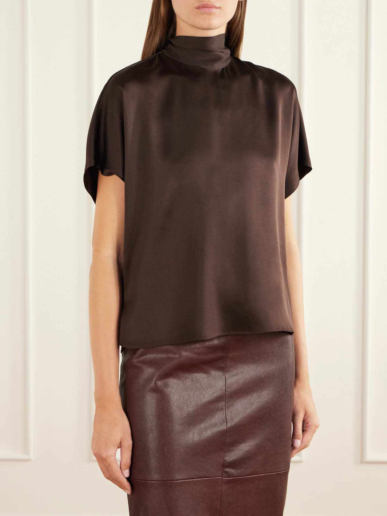 Draped Silk-Satin Blouse