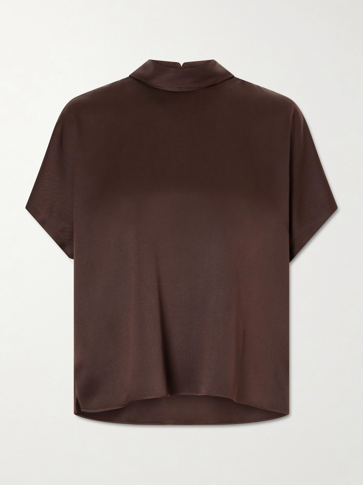 Brunello Cucinelli Draped Silk-satin Blouse In Brown