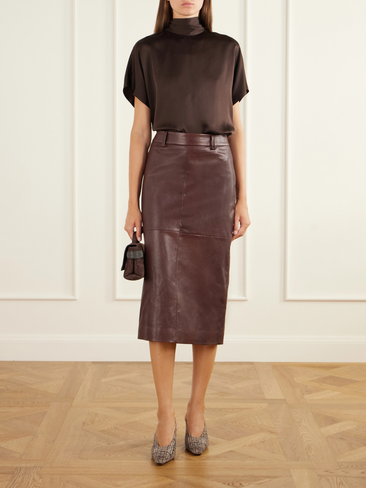 Draped Silk-Satin Blouse