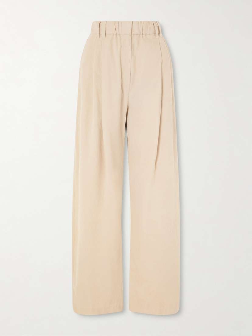 Brunello Cucinelli Pleated Cotton, Lyocell And Cashmere-blend Corduroy Wide-leg Pants - Women's Clothing