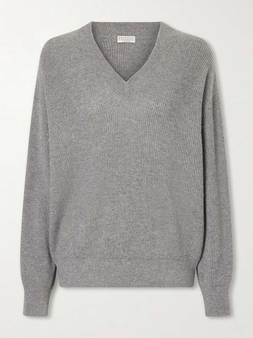 Brunello Cucinelli Ribbed-knit Metallic Cashmere-blend Sweater | Thumbnail 6