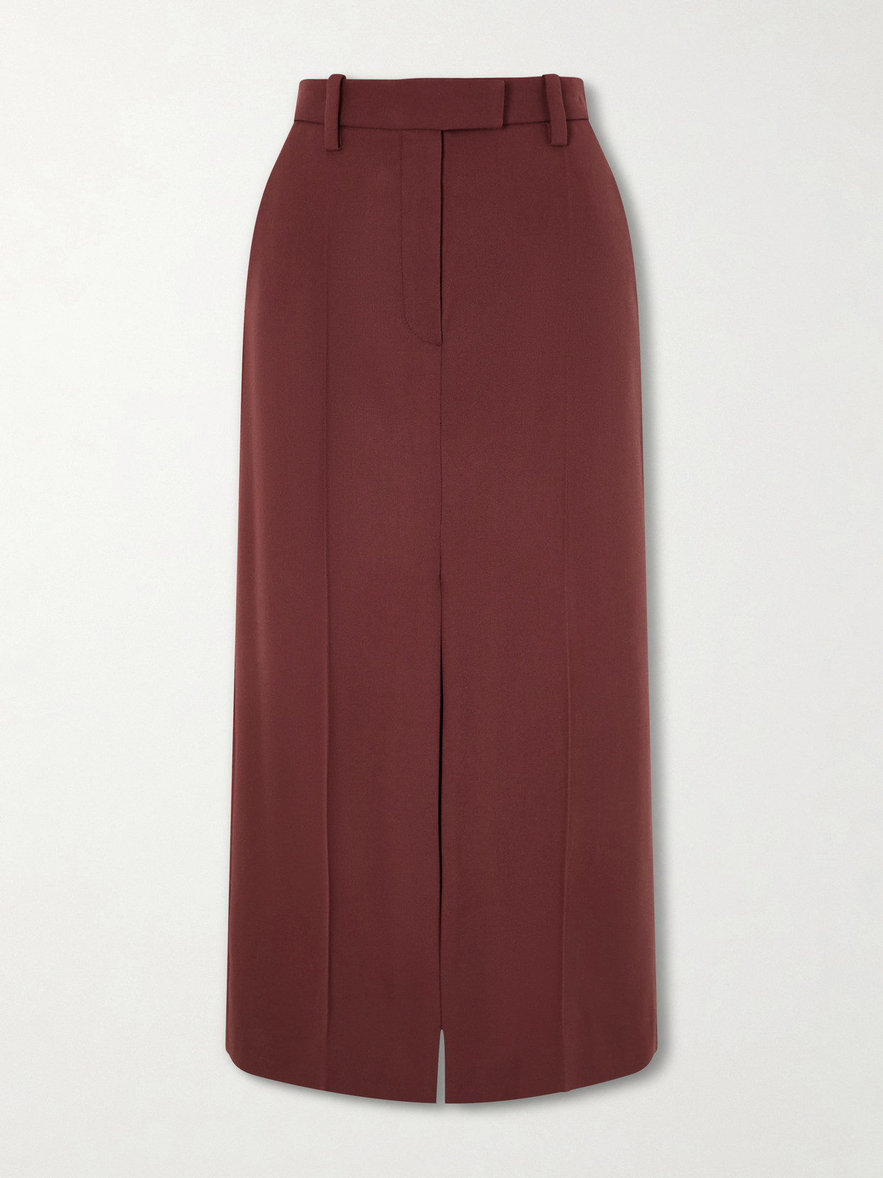 Brunello Cucinelli Wool Midi Skirt In Burgundy