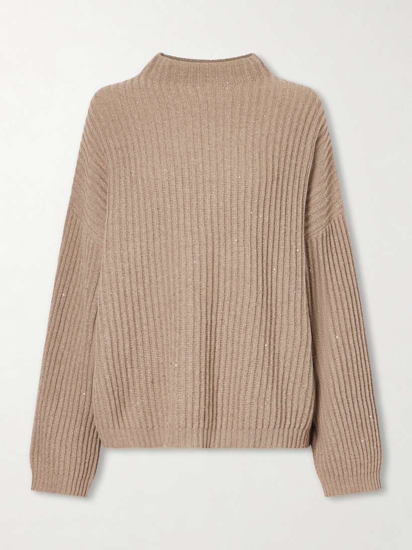 Brunello Cucinelli Sequined Ribbed-knit Sweater | Thumbnail 6
