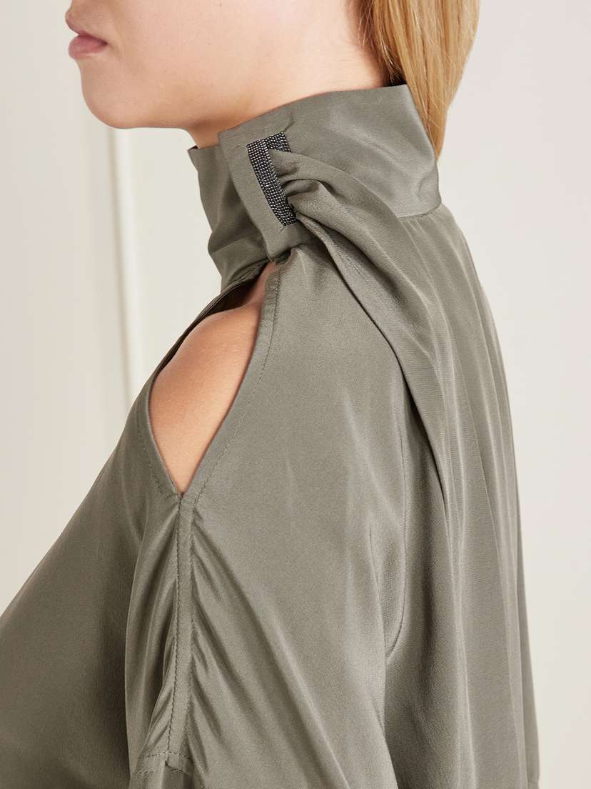 Brunello Cucinelli Bead-embellished Silk-satin Blouse | Thumbnail 4 Brunello Cucinelli Bead-embellished Silk-satin Blouse | Thumbnail 4