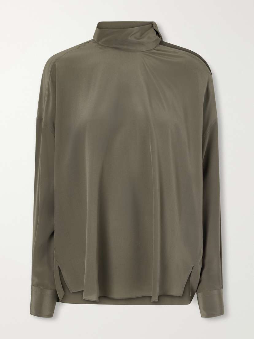 Brunello Cucinelli Bead-embellished Silk-satin Blouse