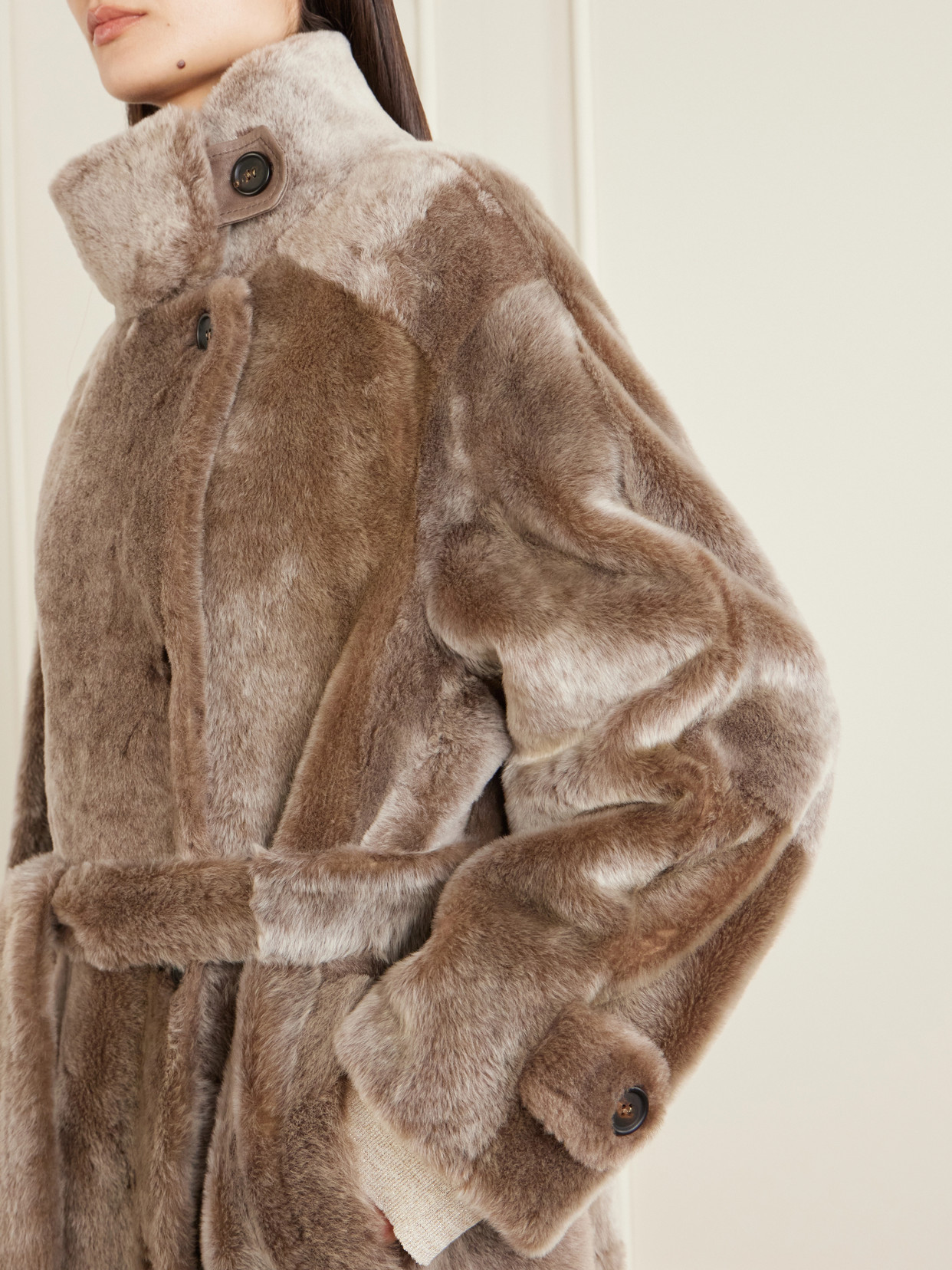 Belted Shearling Coat
