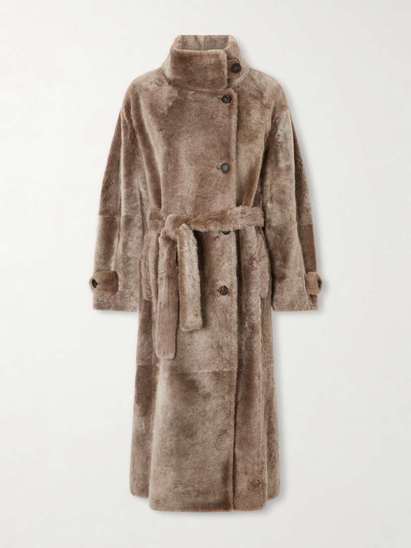 Brunello Cucinelli Belted Shearling Coat | Thumbnail 5