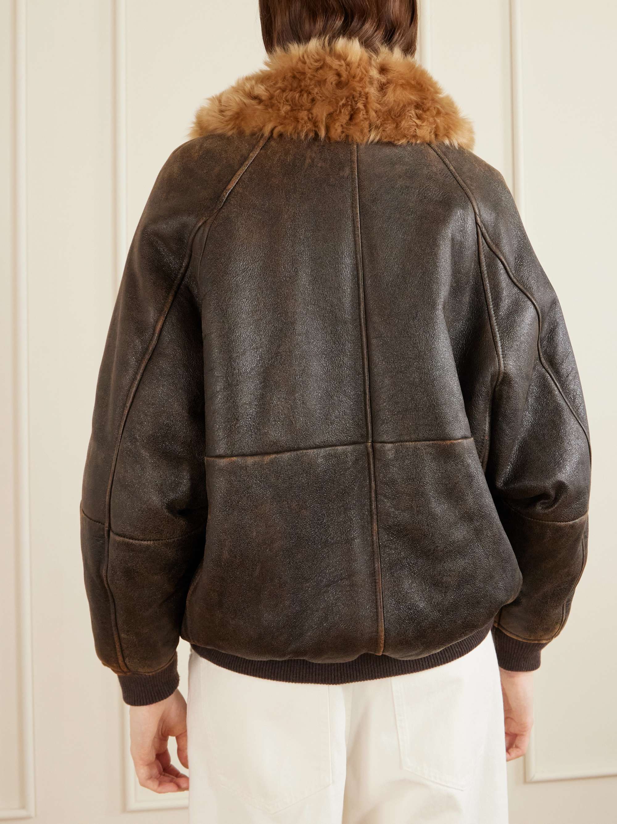 BRUNELLO CUCINELLI Shearling-trimmed leather jacket | NET-A-PORTER