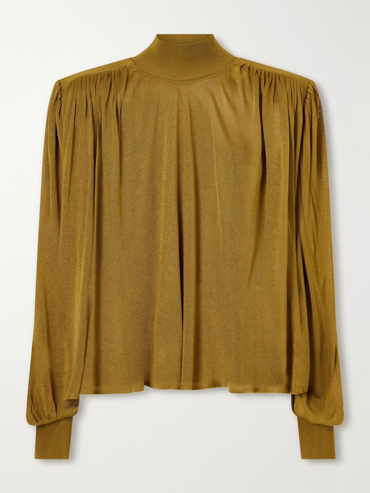 Ethel Gathered Stretch-Knit Blouse