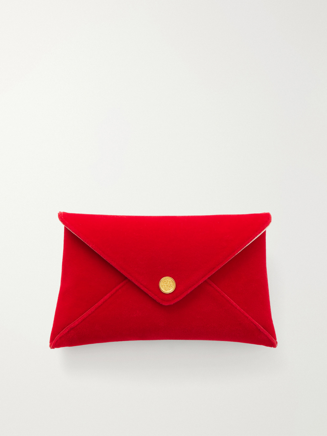Altuzarra Envelope Velvet Clutch In Red