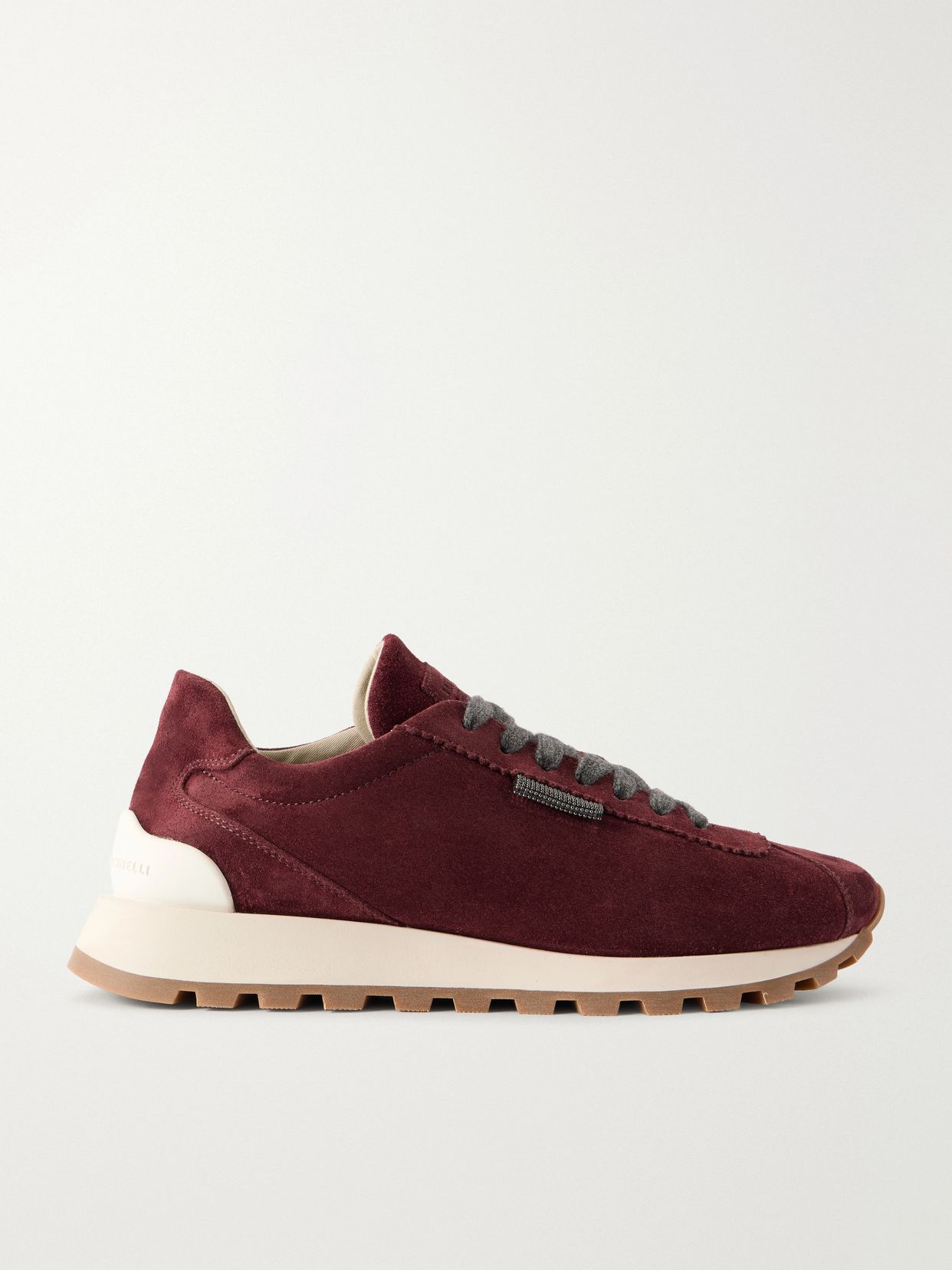 Bead-embellished suede sneakers
