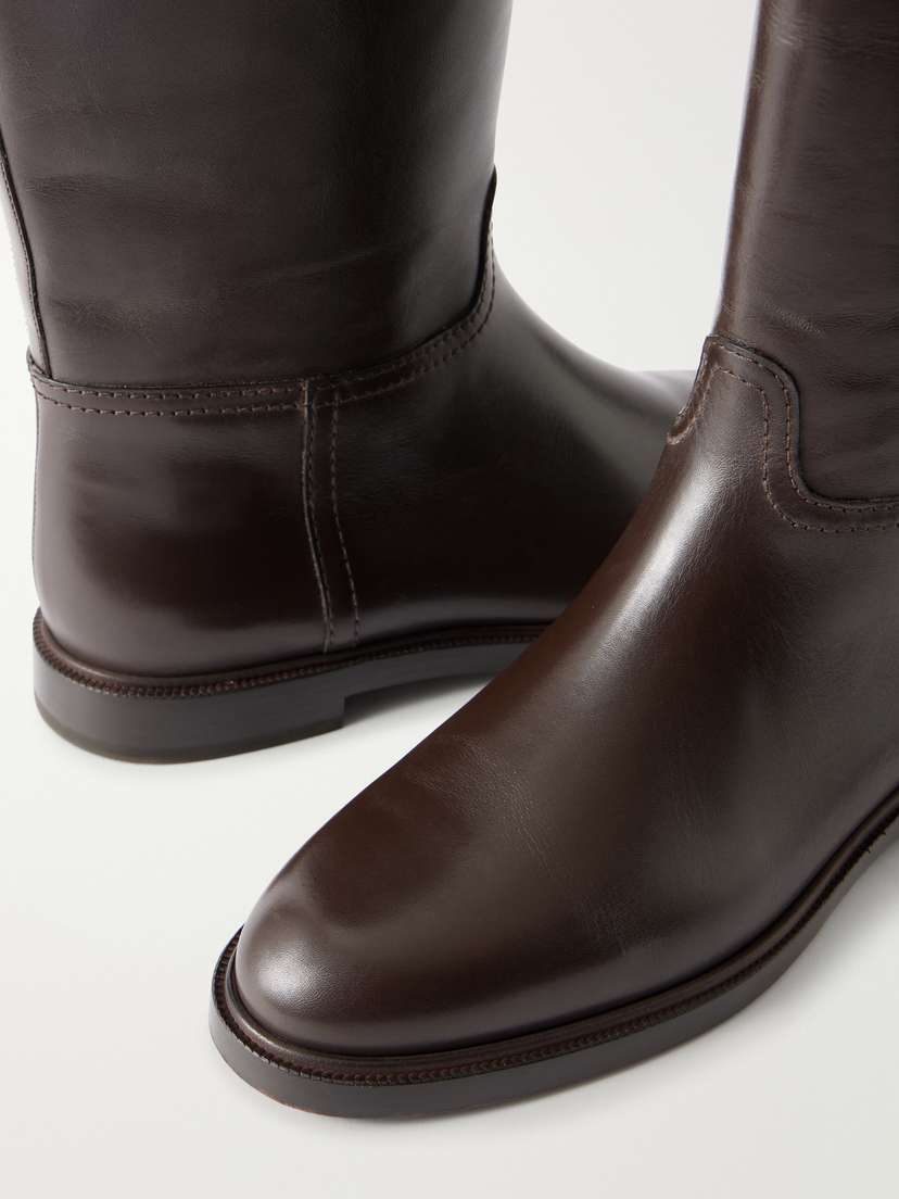 Brunello Cucinelli Bead-embellished Wool-trimmed Leather Ankle Boots | Thumbnail 5 Brunello Cucinelli Bead-embellished Wool-trimmed Leather Ankle Boots | Thumbnail 5