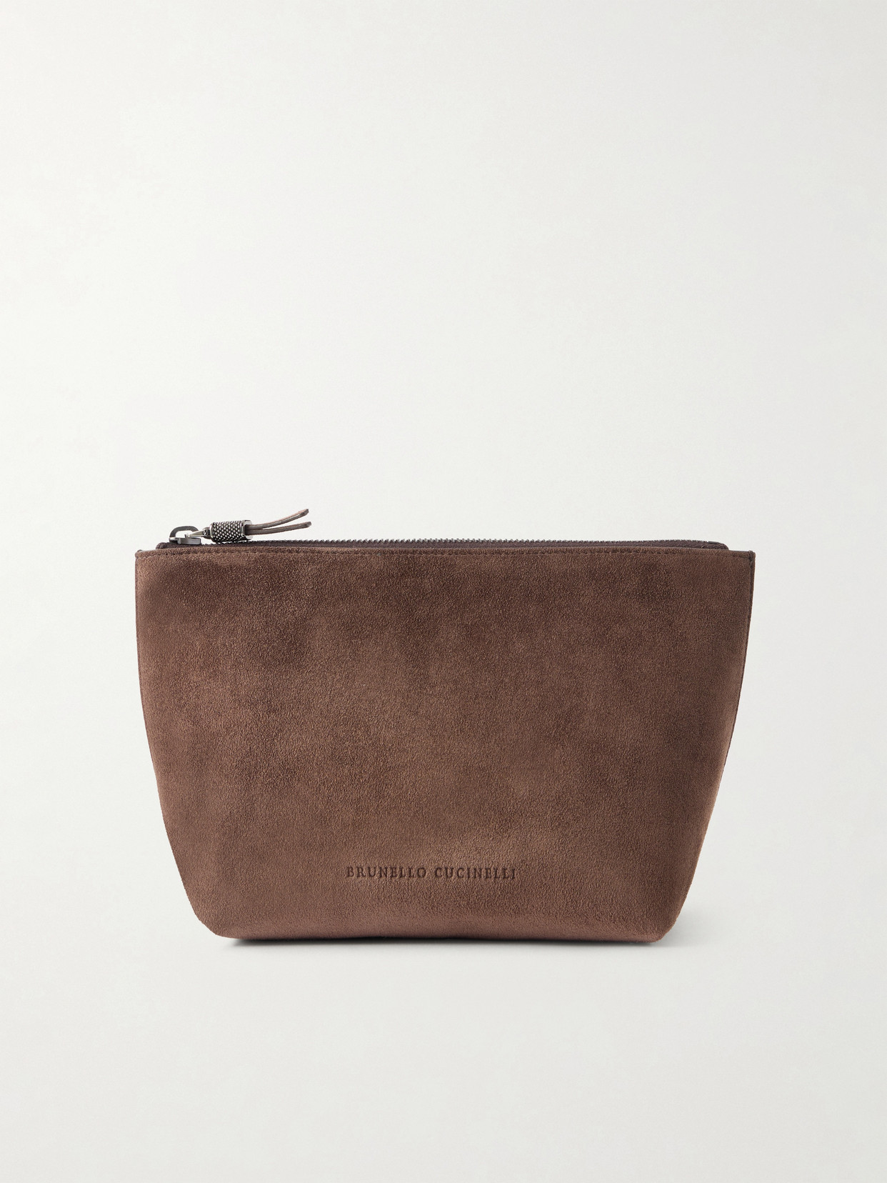 Brunello Cucinelli Suede Cosmetic Case In Brown