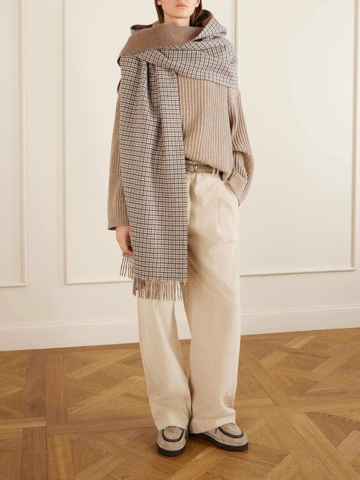Shearling-Trimmed Suede Clogs