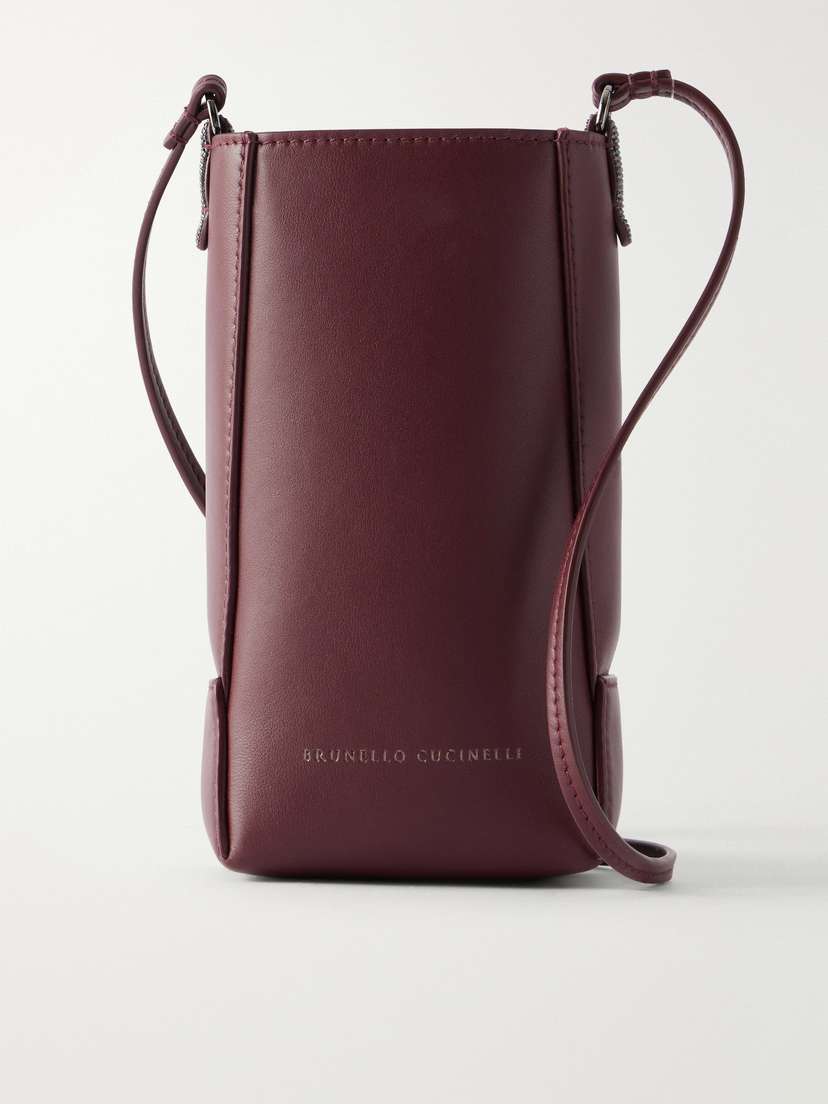 Brunello Cucinelli Bead-embellished Leather Pouch
