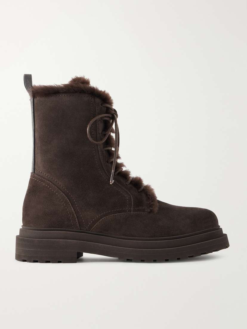 Brunello Cucinelli Bead-embellished Shearling-lined Suede Ankle Boots | Thumbnail 6 Brunello Cucinelli Bead-embellished Shearling-lined Suede Ankle Boots | Thumbnail 6