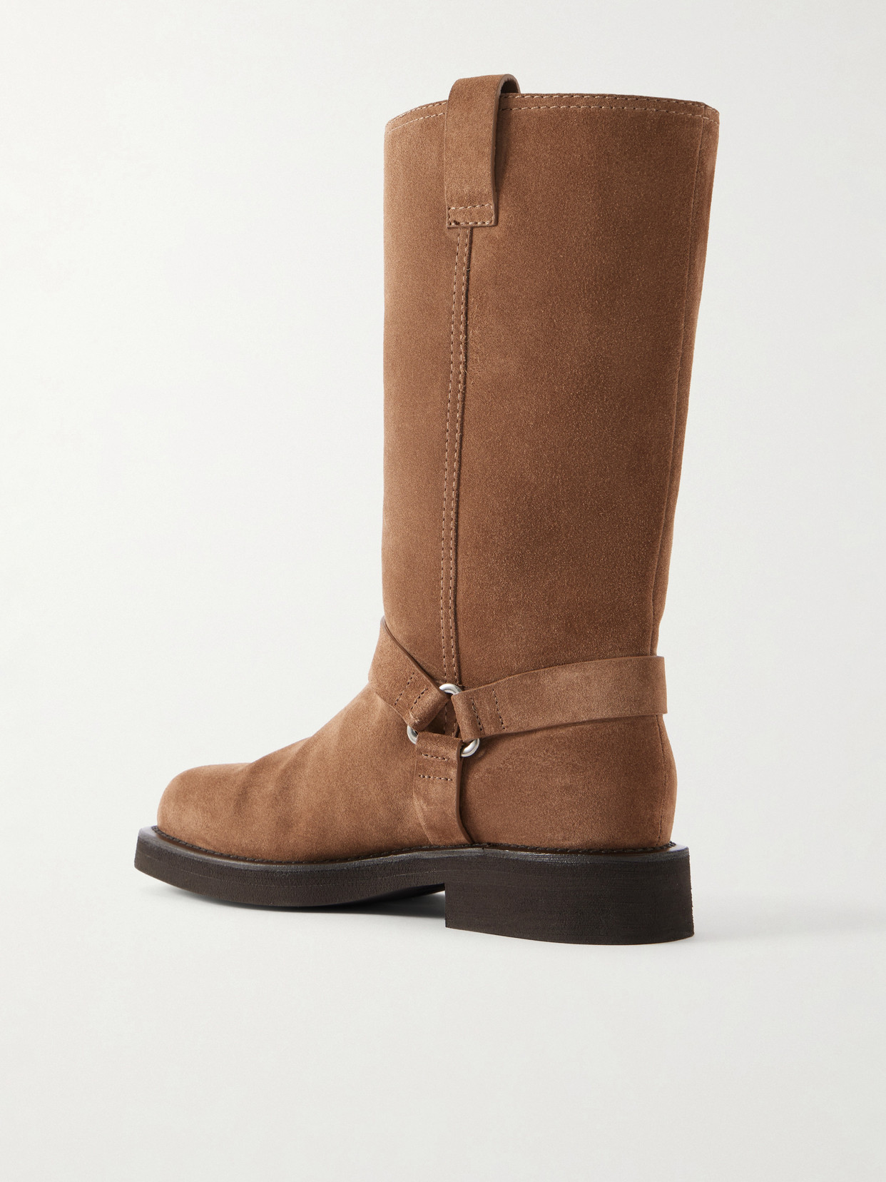 Bead-Embellished Suede Biker Boots