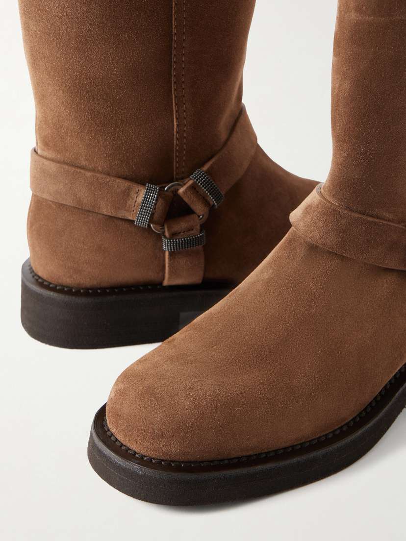 Brunello Cucinelli Bead-embellished Suede Biker Boots | Thumbnail 5 Brunello Cucinelli Bead-embellished Suede Biker Boots | Thumbnail 5