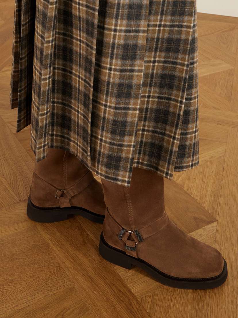 Brunello Cucinelli Bead-embellished Suede Biker Boots | Thumbnail 2 Brunello Cucinelli Bead-embellished Suede Biker Boots | Thumbnail 2