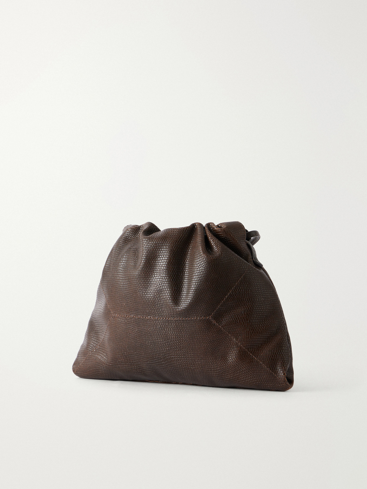 Monili-Embellished Lizard-Effect Shoulder Bag