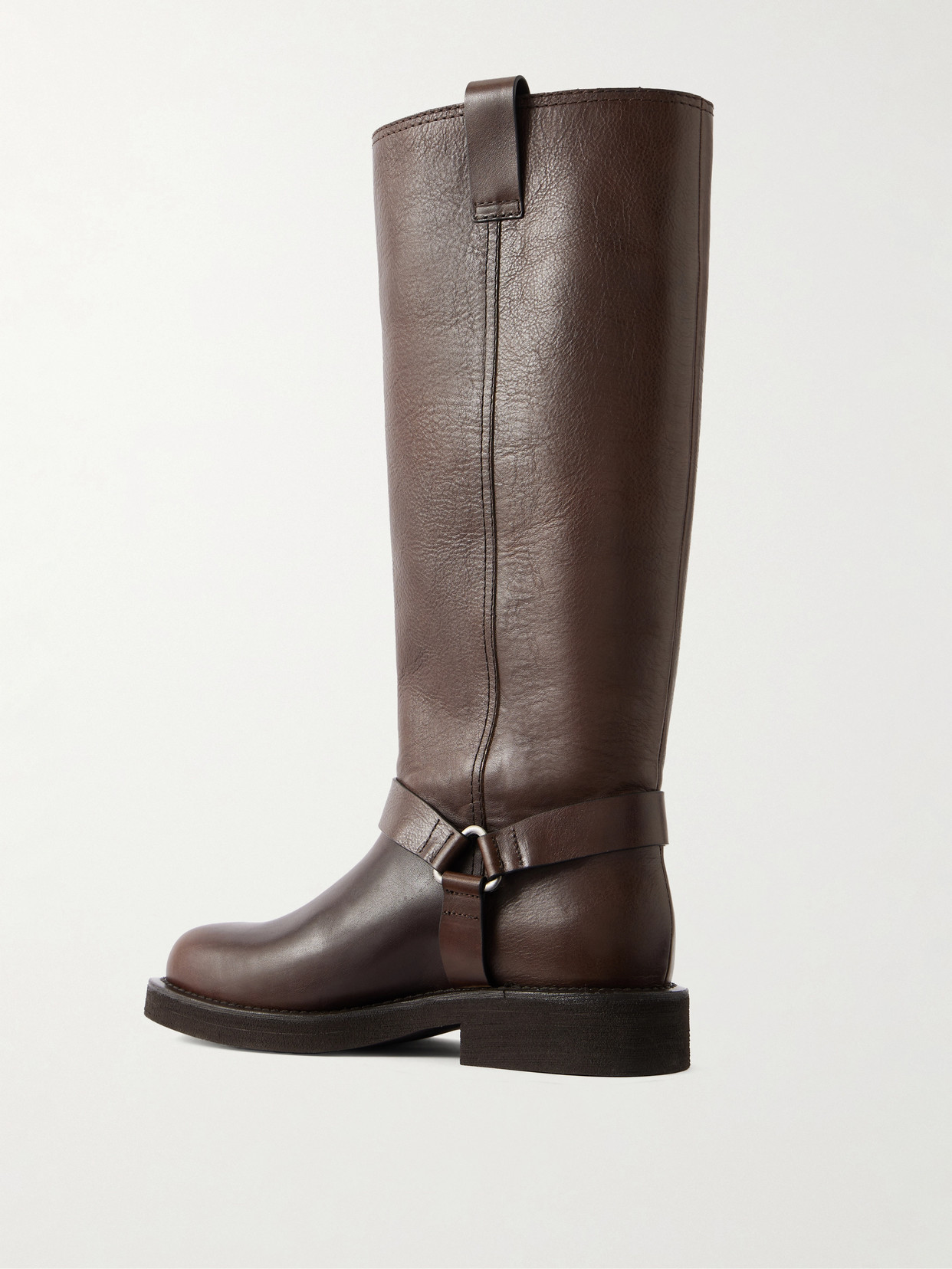 Bead-Embellished Leather Biker Boots