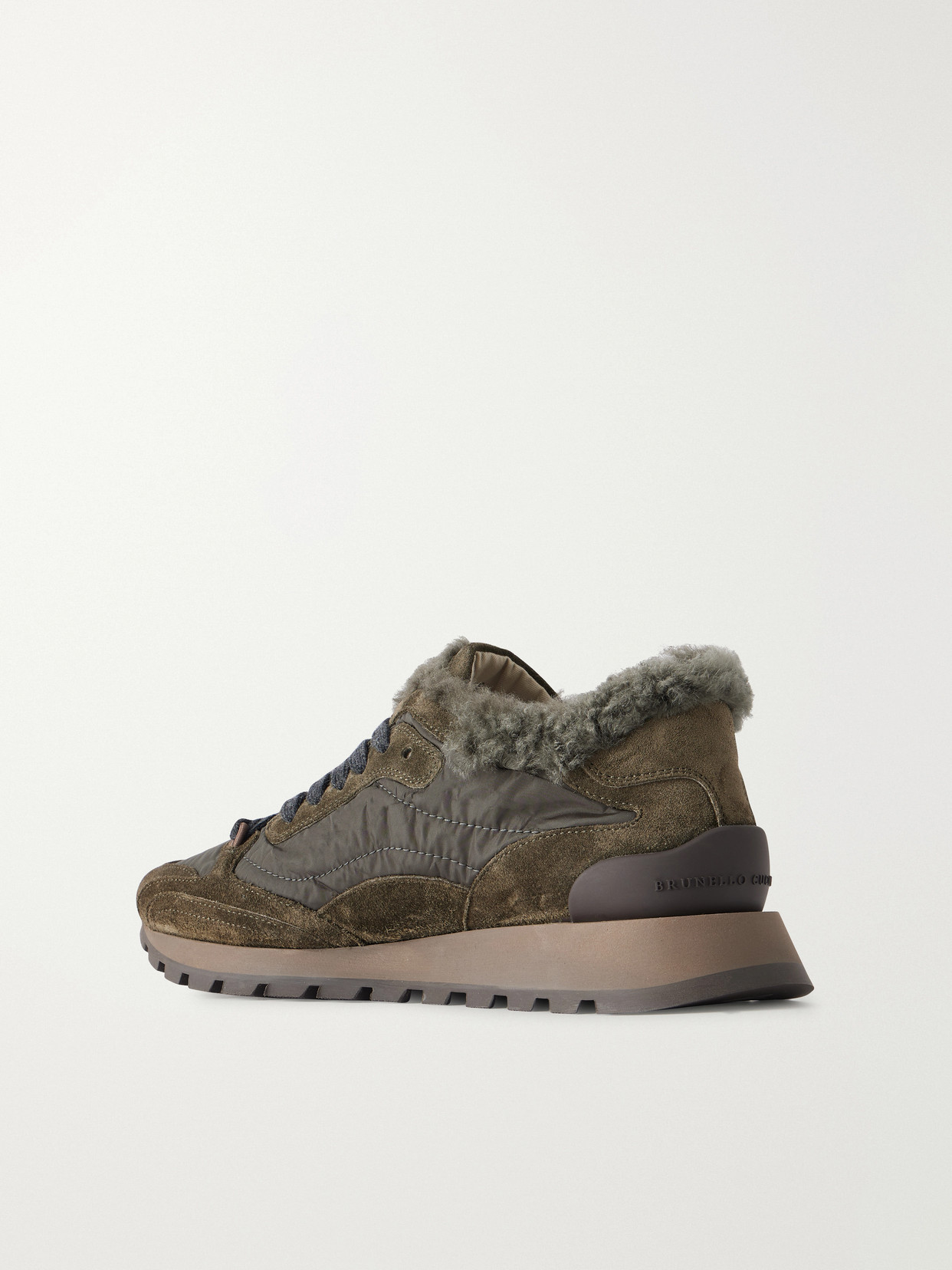 Shearling-Trimmed Shell And Sneakers