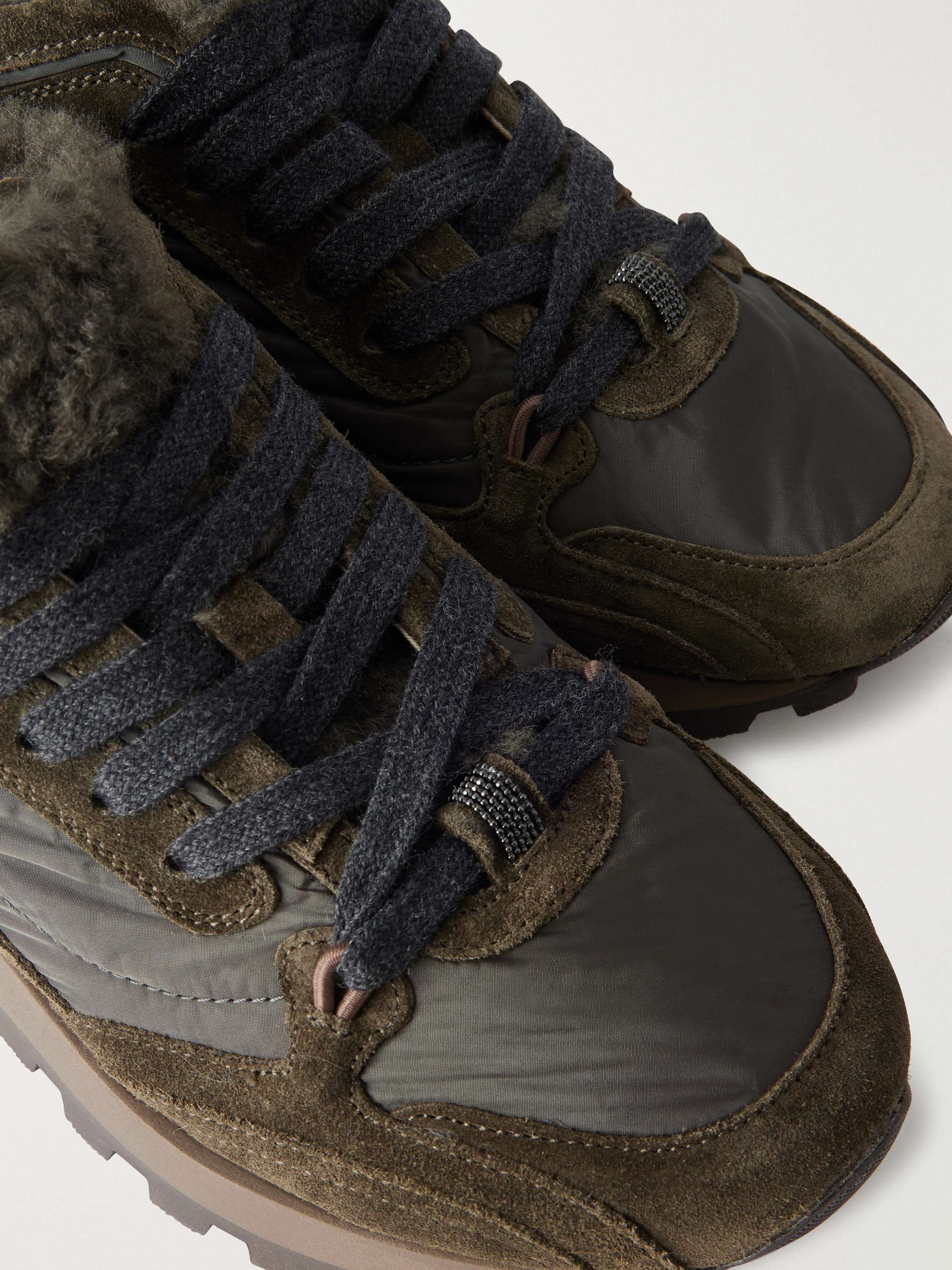 BRUNELLO CUCINELLI☆美品☆ BRUNELLO CUCINELLI Shearling-trimmed shell and suede sneakers