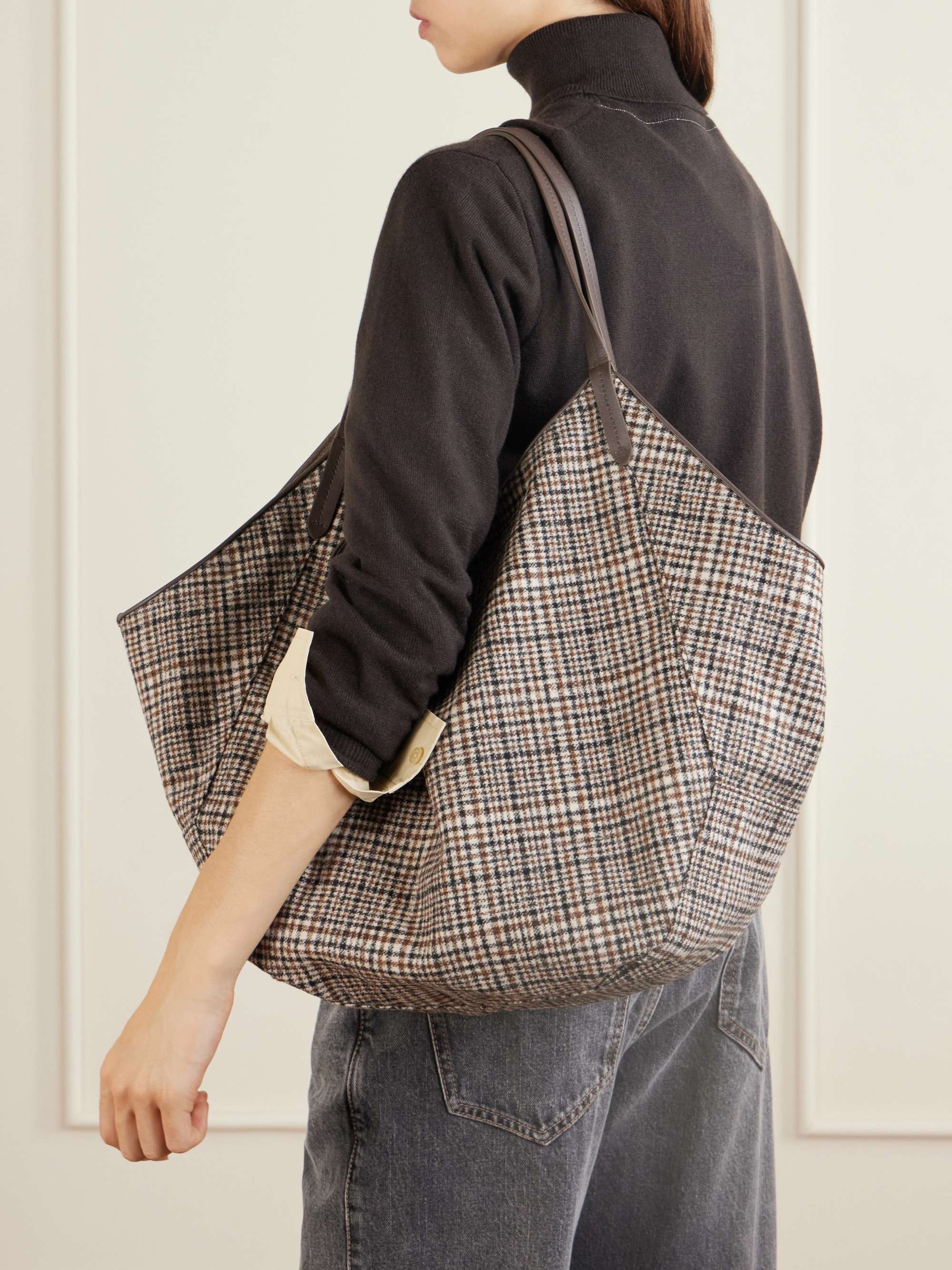 BRUNELLO CUCINELLI Bead-embellished reversible suede shoulder bag