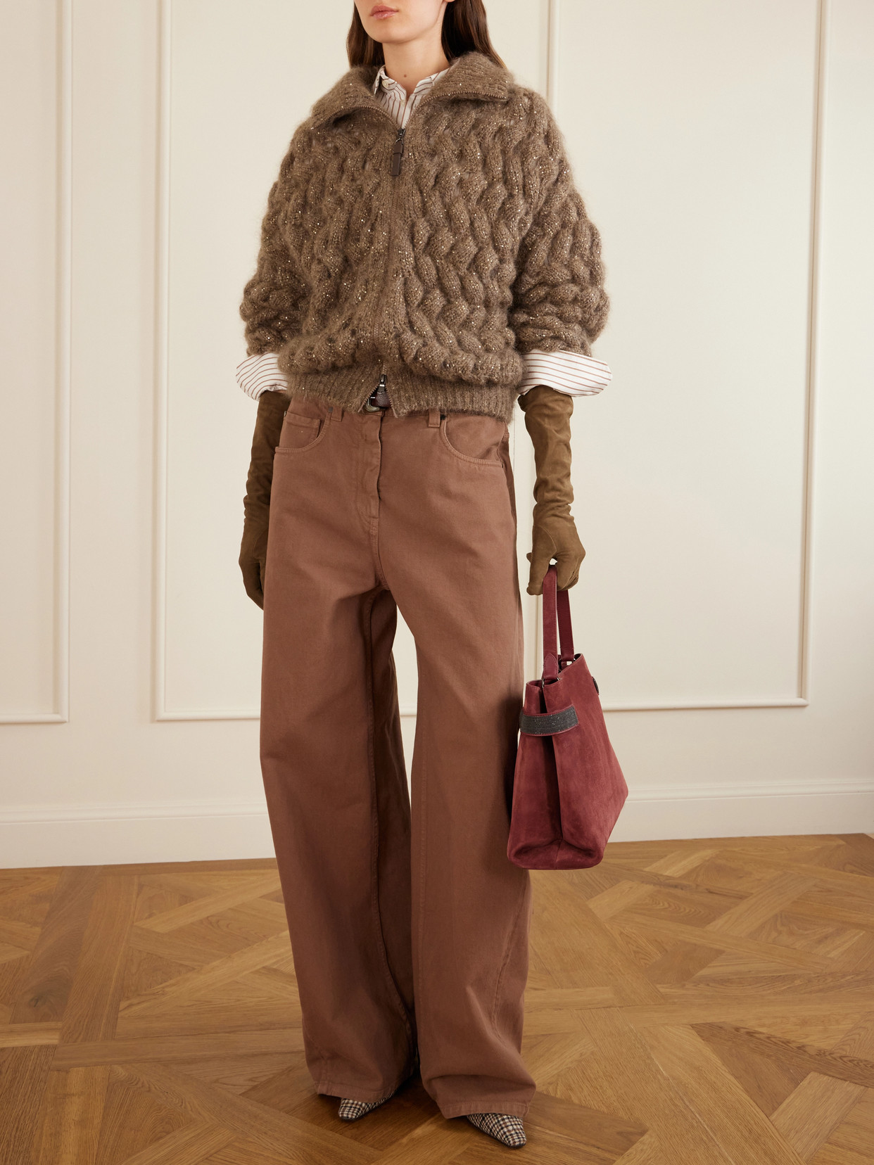 Bead-Embellished Shoulder Bag