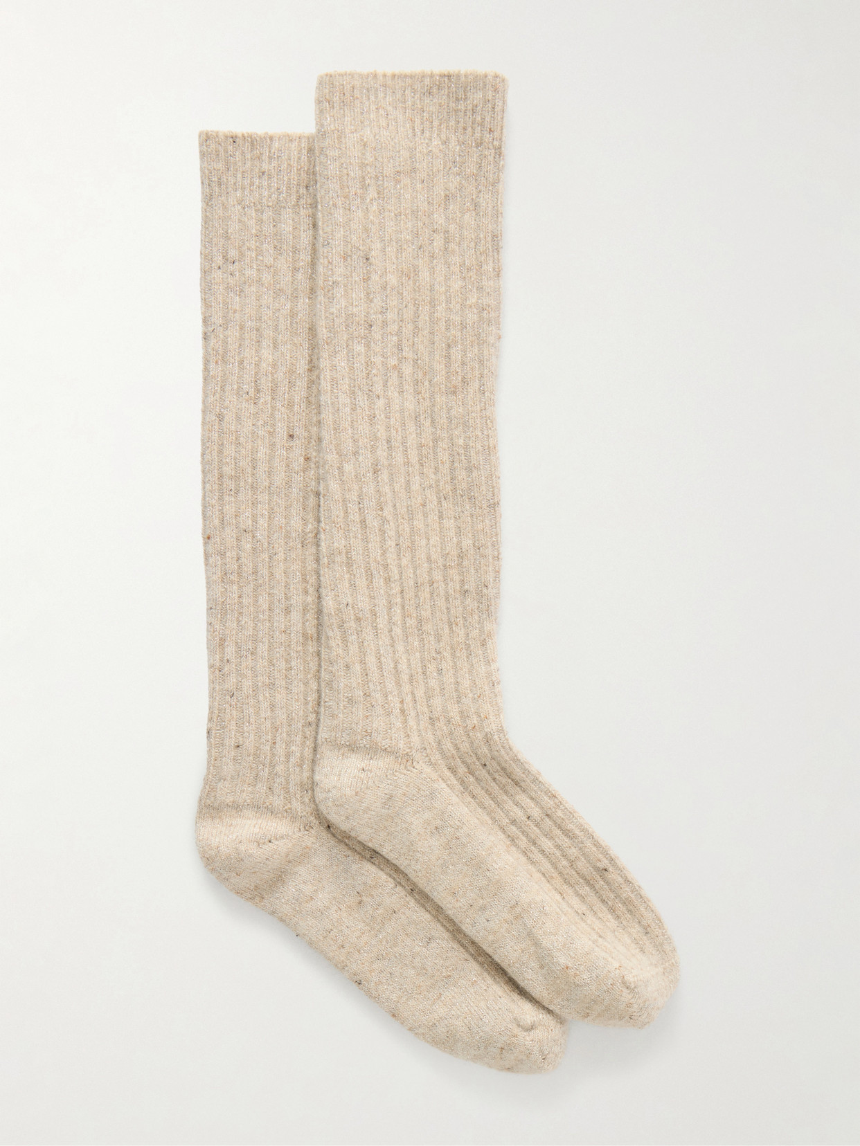 Brunello Cucinelli Ribbed-knit Socks In Neutrals