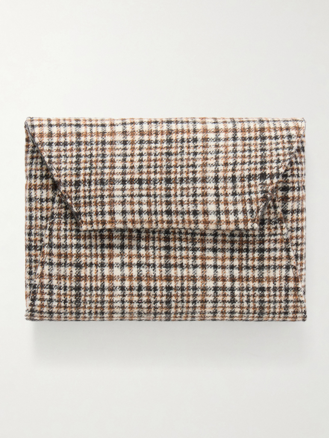 Brunello Cucinelli Checked Wool Clutch In Brown