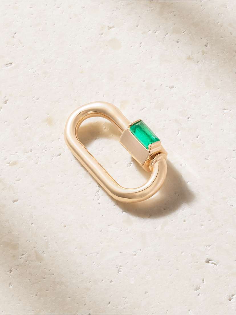 Marla Aaron Solo Baguette Babylock 14-karat Gold Emerald Pendant