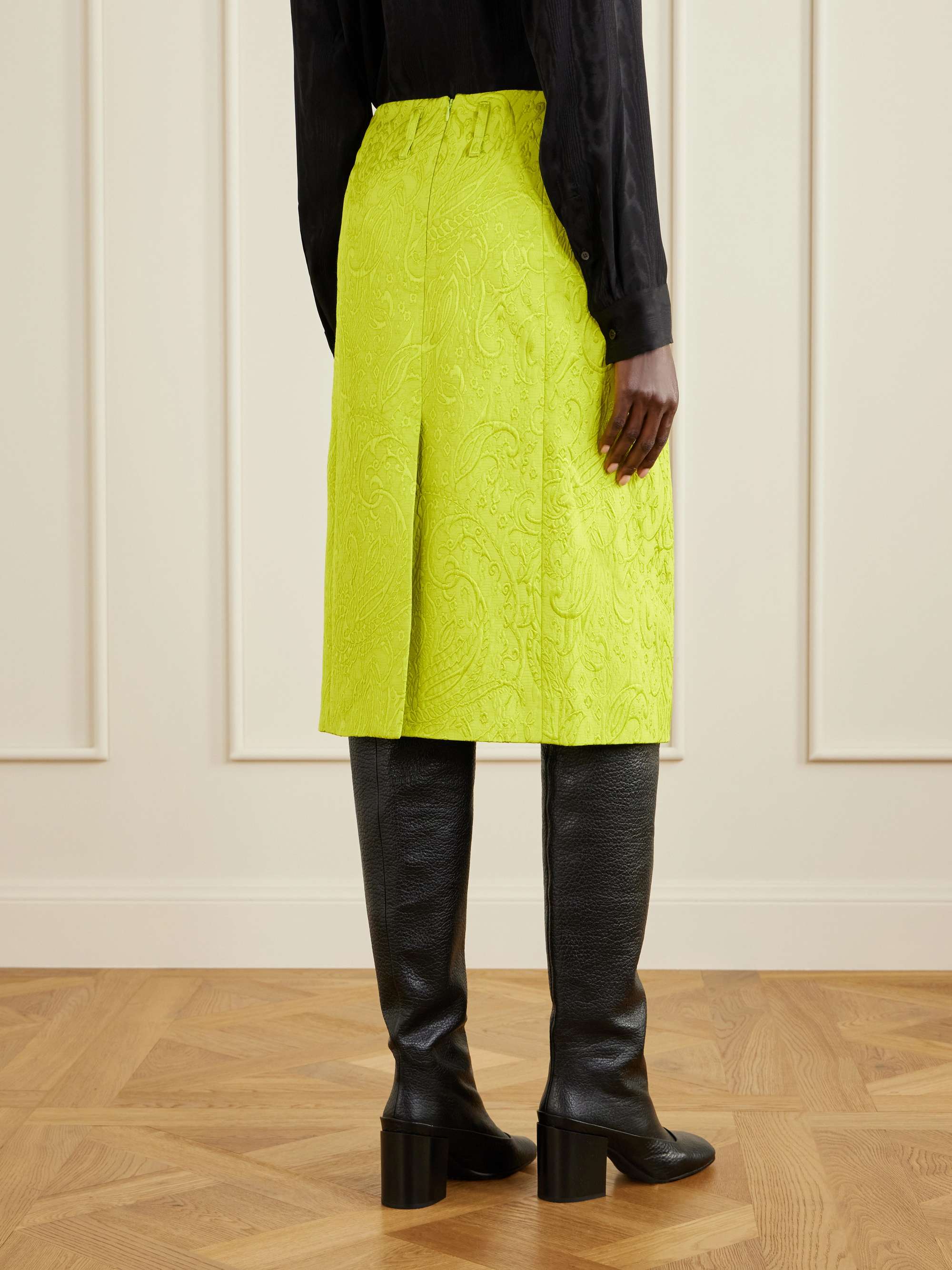 DRIES VAN NOTEN Paisley motif matelassé jacquard midi skirt | NET