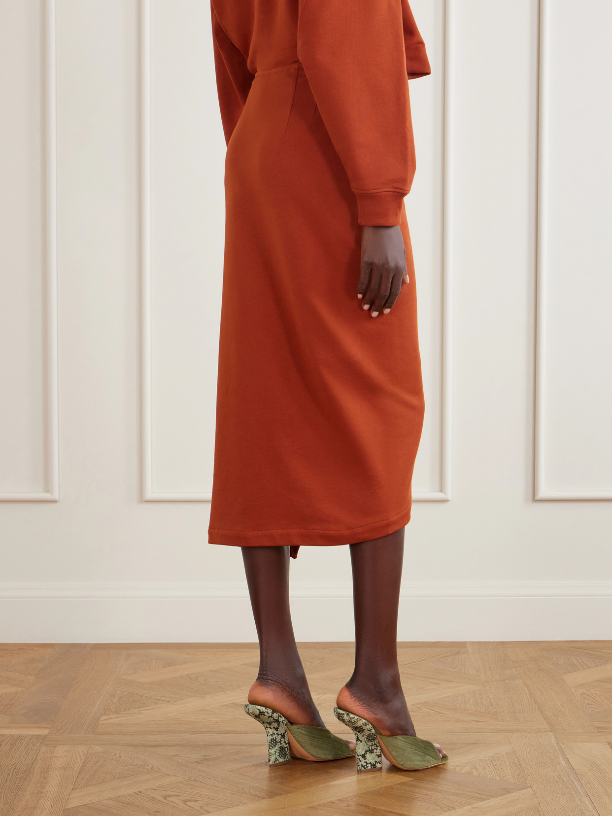 Draped Cotton-Jersey Midi