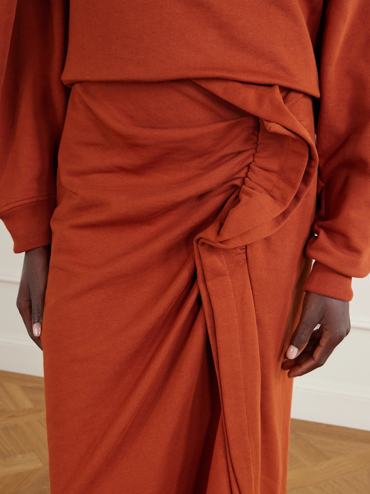 Draped Cotton-Jersey Midi