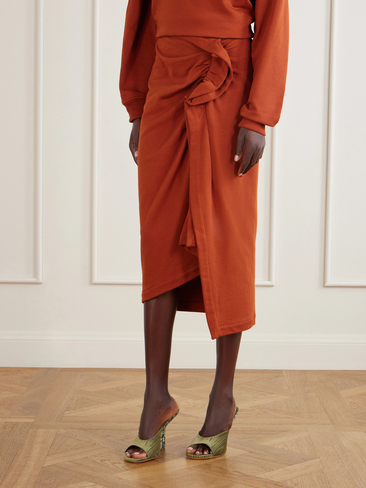 Draped Cotton-Jersey Midi