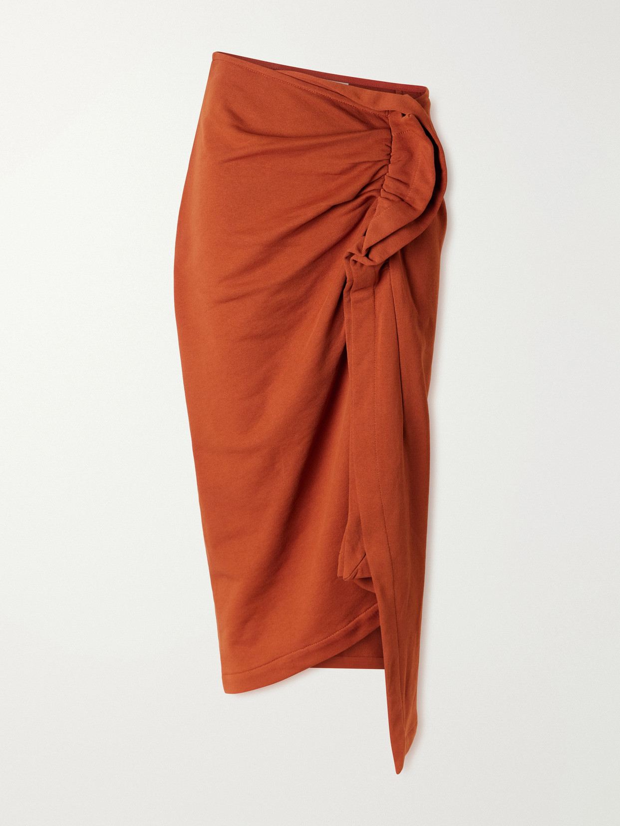 Dries Van Noten Draped Cotton-jersey Midi Skirt In Red