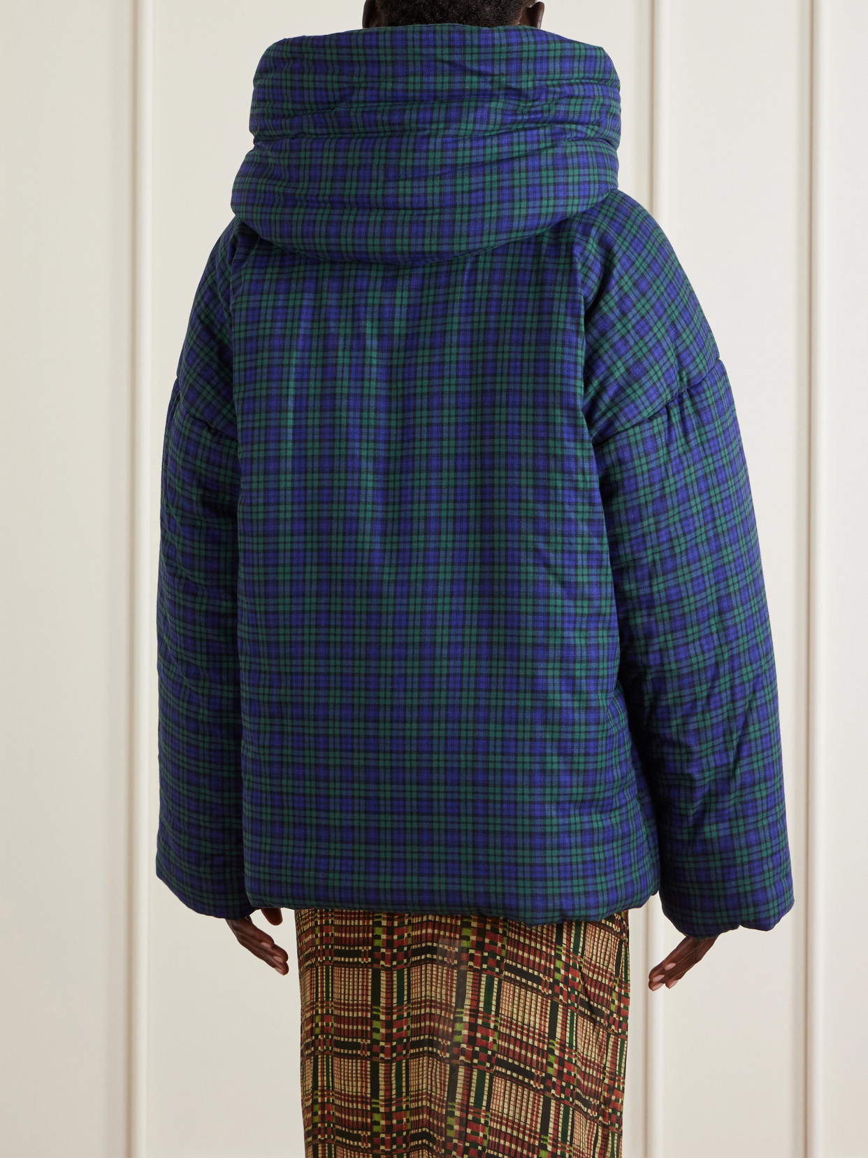 Hooded Checked Padded Cotton-Flannel Jacket